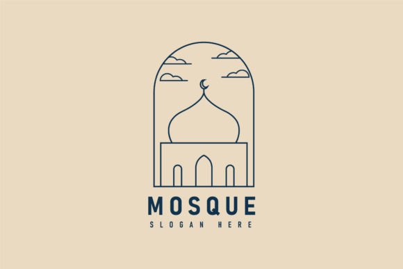 Mosque Line Art Logo Review for Embroidery Projects