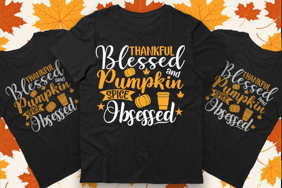 Thankful Typography Autumn Fall T-shirt